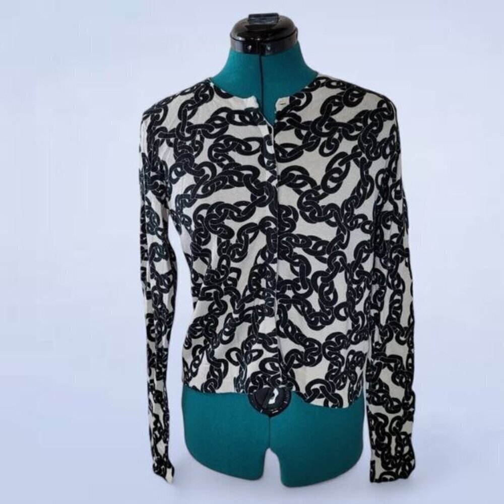 Diane Von Furstenberg Petite Brandy Chain Silk Blend Cardigan - Size Medium
